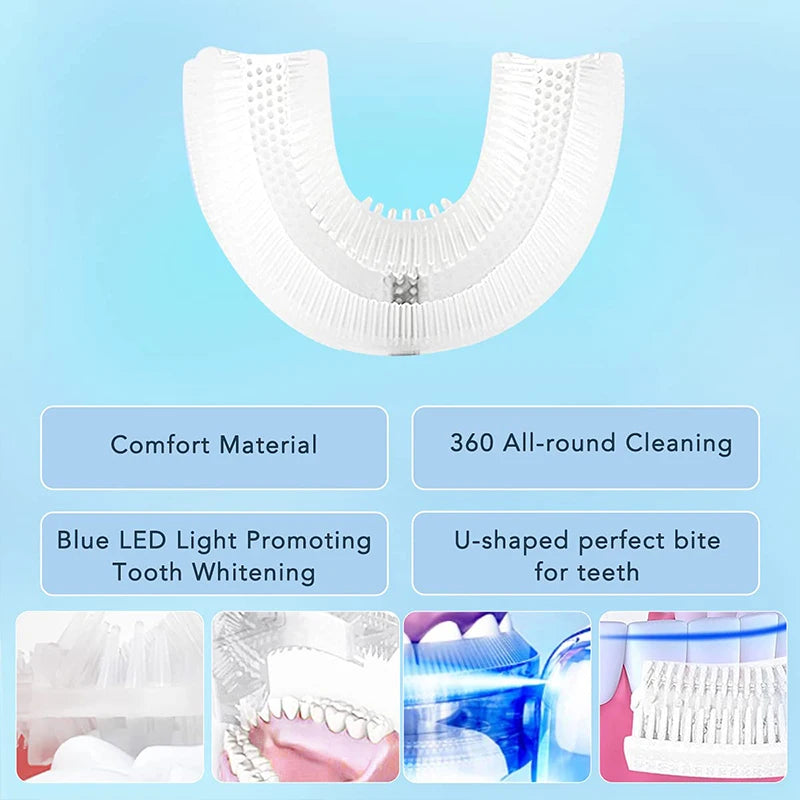 Ultrasonic Vibration U-shaped Waterproof Electric Toothbrush